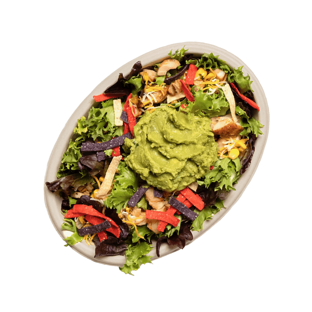 Freebirds salad bowl with guacamole